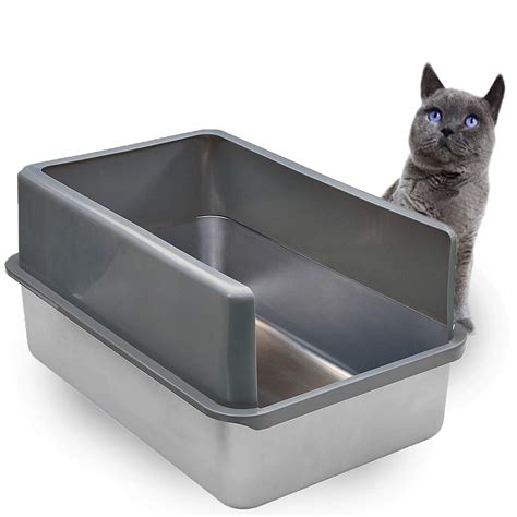 deep stainless steel litter box|largest stainless steel litter box.